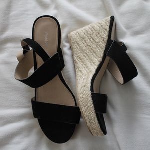 Montego Bay Club Black Espadrille Wedges